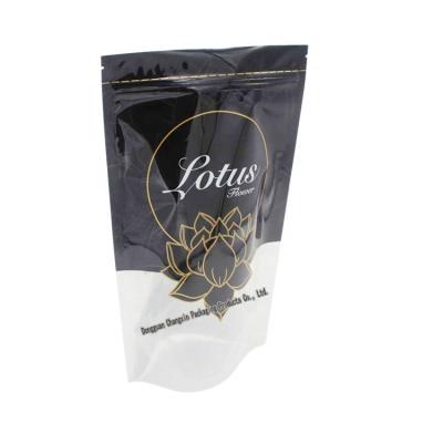 China Custom Stain Proof Smell Proof Plastic Clear Window UV Printing Front Ziplock Packaging Bags Golden Yellow Recyclable for sale