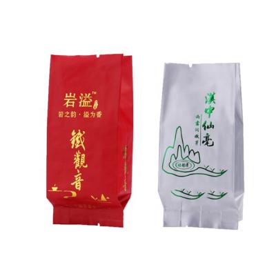 China Recyclable Custom Printed Gold Silver Stamping Packaging Paper 4 Sides Heat Seal Bag With Side Gusset For Aluminum Foil Empty Tea Bags For Sale for sale