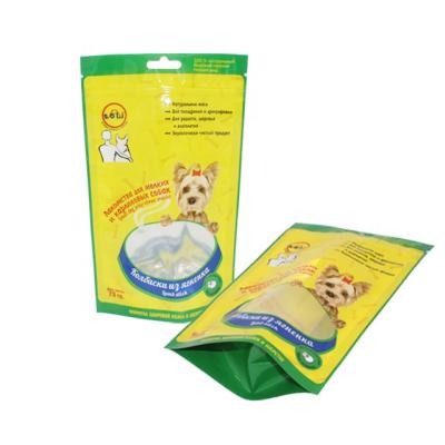 China Custom Recyclable Stand Up Pouch With Zip Lock Biodegradable Packaging Biscuit Dog Treats Resealable Bag for sale