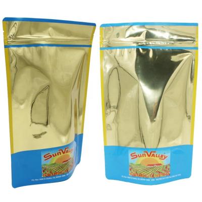 China Glossy Matte Black Recyclable Smell Proof And UV Metallic Gold Foil Coffee Sunflower Seed Packaging Bag for sale