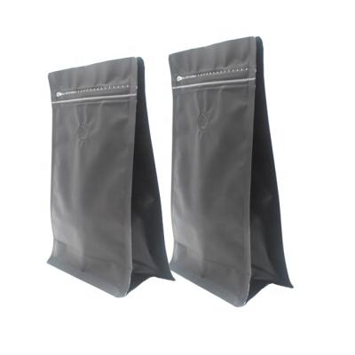 China Matte Black Laminated Flat Bottom Recyclable Smell Proof Aluminum Foil Side Gusset Coffee Packaging Custom Printing Bag With Valve for sale