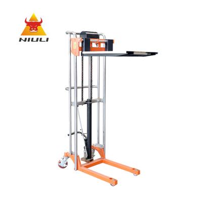 Chine Machinery Repair Shops NIULI Mini Hand Forklifts 400KG Height 1500MM Capacity Manual Hand Pallet Lifting Hydraulic Stacker à vendre