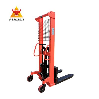 中国 NIULI Machinery Repair Shops Material Handling Appliance Hand Pallet Stacker 1 Ton Manual Type 1.6m Lift Height Stacker 販売のため