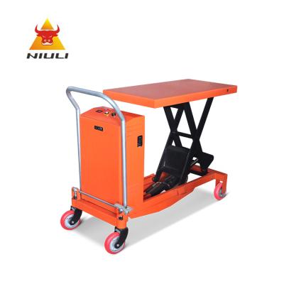 China Widely NIULI Hydraulic Electric Scissor Lift Table Truck Platform 350KG 500KG 800KG 1000KG Foot Pump Scissor Forklift Trucks zu verkaufen