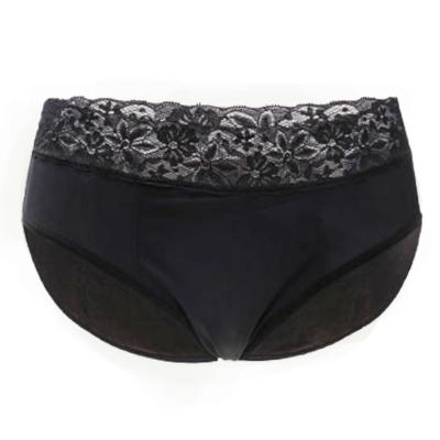 China 2022 Women's Mid Waist Lace Menstrual Period Panties Ladies Wome Briefs Waterproof Breathable Seamless Lace Black for sale