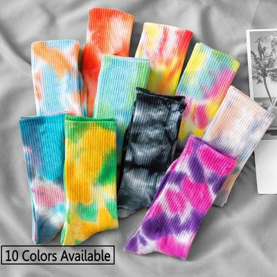 China Breathable Street Hip Hop Tube Tie Dye Sock For Unisex Jacquard Custom Design Happy Socks Cotton Socks For Women And Men for sale