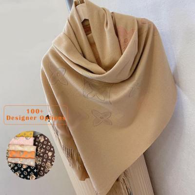 China Winter Long Latest Design Women Scarf Luxury Warm Jacquard Cashmere Thick Warm Scarfs Famous Brand Shawls Designer for sale