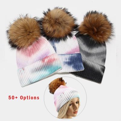 China COMMON Fashion Warm Knitting Beanie Hat For Men And Women Winter Tie Dye Beanie Hat 100% Custom Acrylic Hats for sale