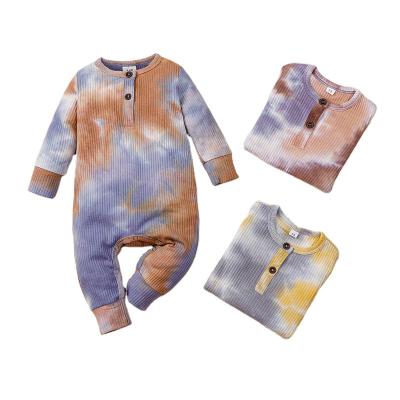 China New Design OEM Cotton Spandex/Cotton Infant Baby Onesie Newborn Baby Rompers Tie Dye Long Sleeve Romper Onesie Girls Kids Clothes for sale