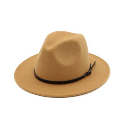 China Formal Fedora Hat For Women Men 100% Wool Felt Brim Hat Vintage Jazz Fedora Hat Couple Ca p Wide Brim Hat for sale