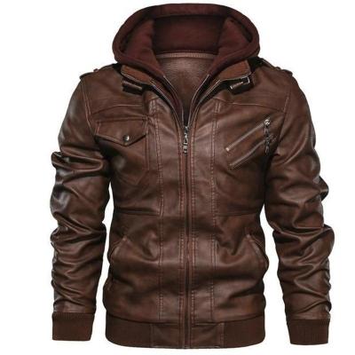 China 3 Colors Retro Style Multi-pocket Thin Casual Windproof Zipper Men's Pu Jacket for sale