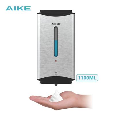 China Latest design AK1256 modern touchless 1100ml automatic soap dispenser wall mounted foaming stainless steel for sale