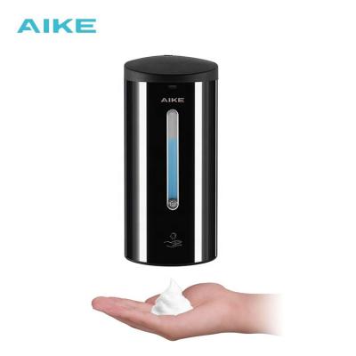 China Foam Wall Mounted Automatic Soap Dispenser AIKE AK1255 New Design Stainless Steel Black Foam Soap Dispenser for sale