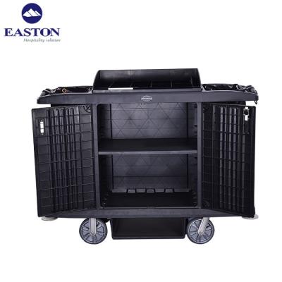 China Multifunctional Hotel Room Housekeeping Double Basket Housekeeping Cleaning Trolley Carts Hotel Room, Hotel Housekeeping Trolley for sale