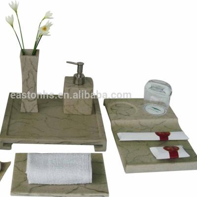 China Sustainable Amenities Marble Rack Set Canton Bathroom Accessories for sale