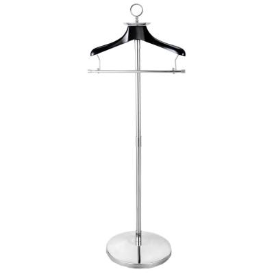 China Simple And Elegant Free Standing Stainless Steel Coat Rack With Wooden Hanger for sale