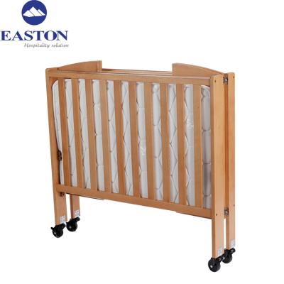 China Hotel Baby Crib Luxury Wood Design Easy Folding Crib Two Height Adjustable Designs for sale