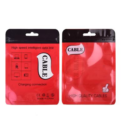 China Wholesale Disposable Stain Plastic Packaging Bag Cable Zipper Lock Bag With 3c Hanger Electronic Components Packaging Bag for sale