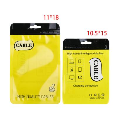 China Three Side Seal Disposable Waterproof Electrical Cable Accessories Packing /usb Data Cable Plastic Laminated Ziplock Bag for sale