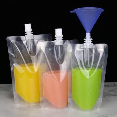 China Moisture Proof Stand Up Spout Bag Drink Liquid Transparent Pouches Screw Lid Plastic Bag 300ml for sale