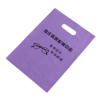 China Promotional Die Cut Moisture Proof Handle Plastic Bag Shopping Bags With Own Logo for sale