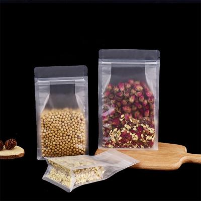 China Moisture Proof In Stock Matte Eight Side Seal Bag 10*20+6cm Food Packaging 20c Bag Frosted Transparent Self-supporting Zipper Pouch Food Bag for sale