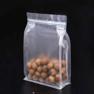 China Factory Wholesale 16*26+8cm Matte Transparent Eight Side Seal Food Packaging Bag 20c Snack Package Moisture Proof Plastic Bag With Zipper for sale