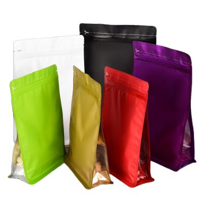 China Eight Sides Sealed Clear Transparent Plastic Zipper Bag Pe Boxpouch Stand Up Zipper Lock Quadruple Eight Side Seal Gusseted Snack Tote Bags Flat Bottom 4oz Snack Tote Bags for sale