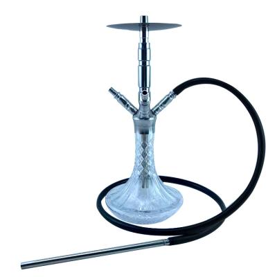 China Durable Wholesale Stainless Color Middle Two Hose Two Tube Aluminum Shisha Hookah Hookah Set Chicha Sheesha for sale