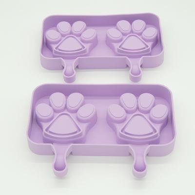 China Viable 4-Hole Bear Paw Shape Ice Cream Popsicle Maker Molds Tray DIY Ice Cream Tool for sale