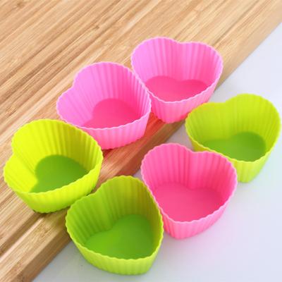 China Microwave Tart Oven Household Baking Silicone Ice Tray Mold Viable Heart-Shaped Egg Cup Cake Cup Bun for sale