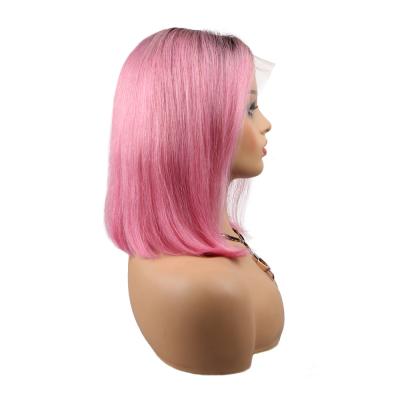 China Straight Pink Bob Lace Wig BOBO Human Hair Lace Front Wig Short Color Virgin Brazilian Hair Silky Straight 1B Ombre Wig for sale