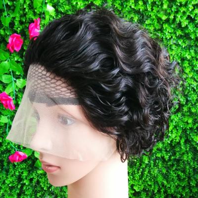 China Pixie Cut Curly Pixie Cut 13x4x1 T Part Lace Frontal Wig, Bleached Knots Short Brazilian Wig, Hd Lace Hair Wig For Black Women for sale