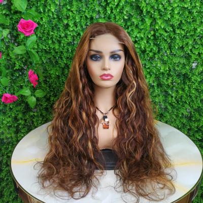 China Wholesale Silky Straight Honey Blonde Ombre Hair Wig Highlight Wig Vendor With Dark Roots Peruvian Mink Body Wave Virgin Closure Wig p4/27 for sale