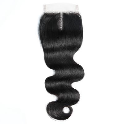 China Cheap and High Quality 100% Virgin Human Hair Middle Part Transparent Swiss Lace Closure Body Wave 4x4 5x5 Lace Closure for sale