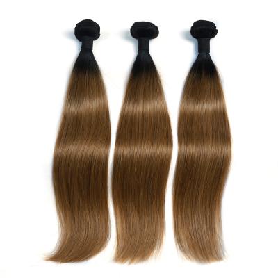 China 100% Virgin Brazilian Straight Hair Extension Ombre Color 1B/27 Straight Hair Bundles With Closure for sale