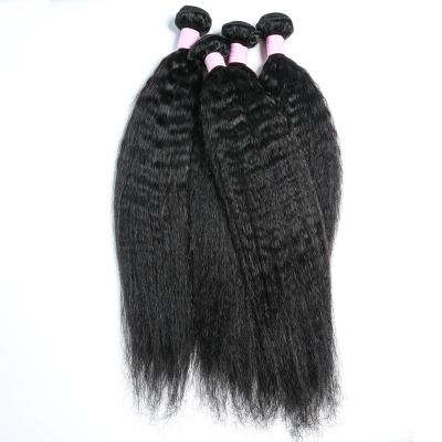 China CURLY STRAIGHT Yaki Hair Bundles For Curly 100% Virgin Hair Straight Brazilian Hair 3 Bundles With Closure for sale