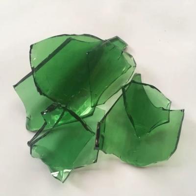 China Cheap Broken Glass Yard Price Green / Amber / Blue Color For Architectural Glass for sale