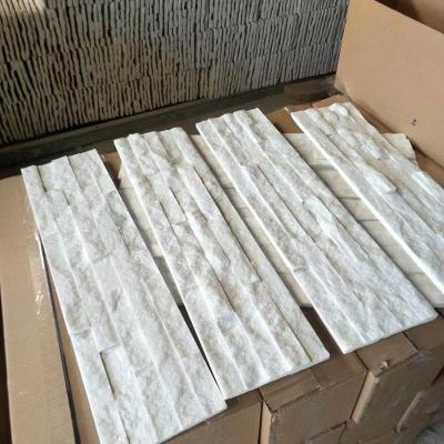 China Modern White Quartzite Stacked Natural Cultured Stone Ledger Wall Panels for sale