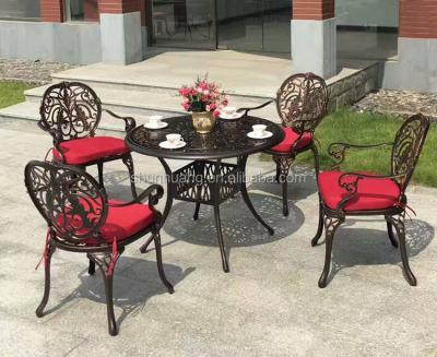 China High grade water proof outdoor cast aluminum dining chair and table garden furniture set cast aluminum chair for sale