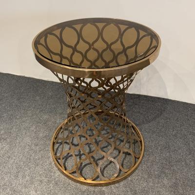 China New Design Easy To Clean Stainless Steel Small Coffee Table Glass Side Table Living Room Furniture for sale