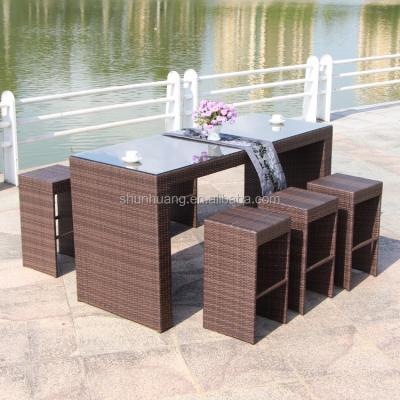 China Water Resistant Popular Outdoor Furniture Garden Bar Sets Poly Rattan Wicker Chairs for sale