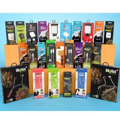 China Logo Printed Mobile Phone Charger Digital Universal Recyclable Blank Instrument Window Retail Packaging USB Cable Custom Boxes for sale