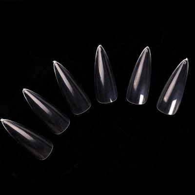 China Hot Selling TSZS Full Cover Long Pointed Transparent White Nail Tips High Quality Artificial Nails Stylus for sale