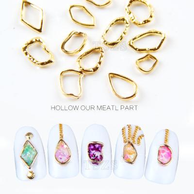 China 3d nail art DIY decoration TSZS new product 3D nail art alloy nail cavity stickers metal drop flame nail art decoration 2019 for sale