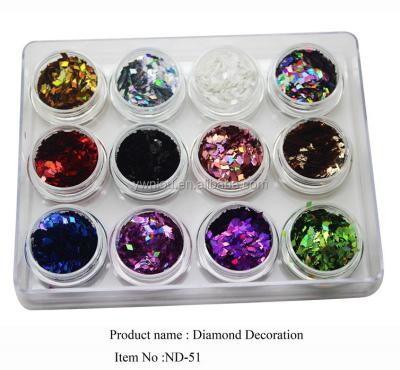 China Shiny Diamond Shape 12 Colors Mixed Glitter Powder Glitter Nail Flake for sale