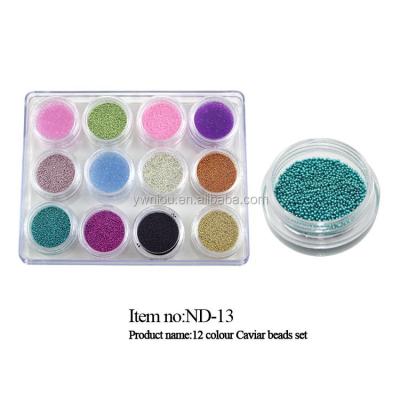 China Fashion Glass Caviar Nails Art New 12 Colors Plastic Beads Decoration Set for sale