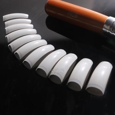 China 500pcs Hot Selling French Design TSZS Curved Smiling French Artificia Nails White Half Cover Square Shape Nail Tips for sale