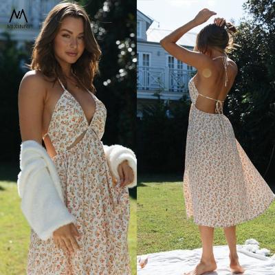 China MXN 1151# Summer Halter V-Neck Beach Dress Breathable Women, Sexy Backless Fashion Women Dresses, Suspender Casual Dresses For Women for sale