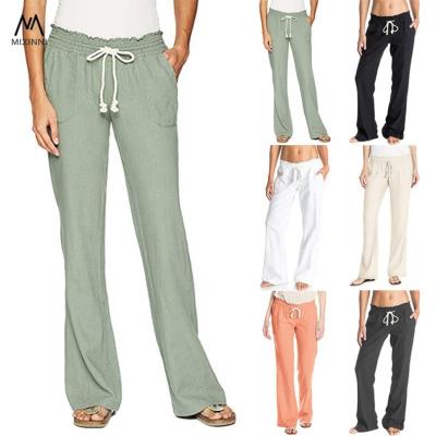 China New MXN YY3505 Viable Soft Cotton And Canvas Women's Pants, Solid Color Loose Casual Pants Female, Quality Plus Size Women's Pants for sale